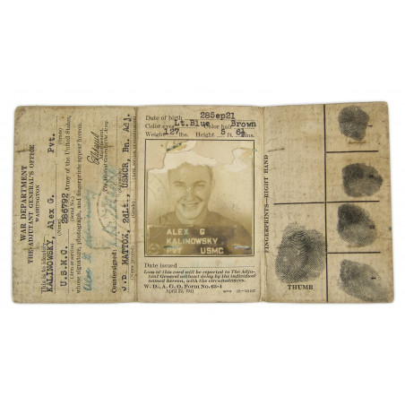 Card, Identification, 1st type, USMC