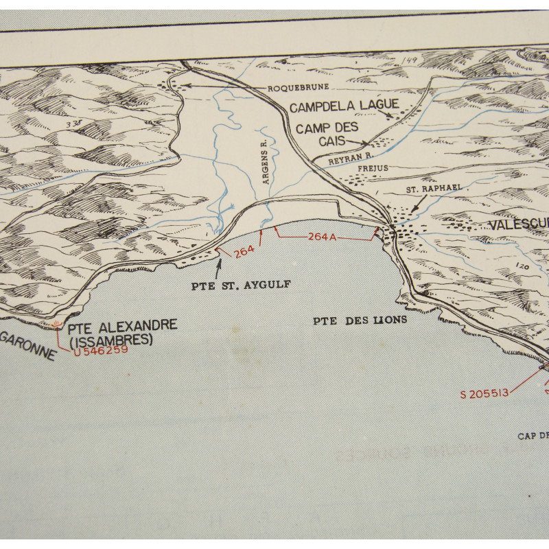 Map, Cavalaire Bay, July 1944, TOP SECRET-BIGOT, Operation Dragoon