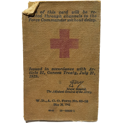 Carte d'identité médicale, 1er type, Pvt. Roy Archer, 47th General Hospital, PTO