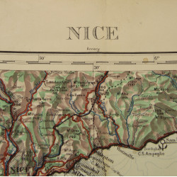 Map, Nice, French Riviera, Service Géographique de l'Armée, 1932