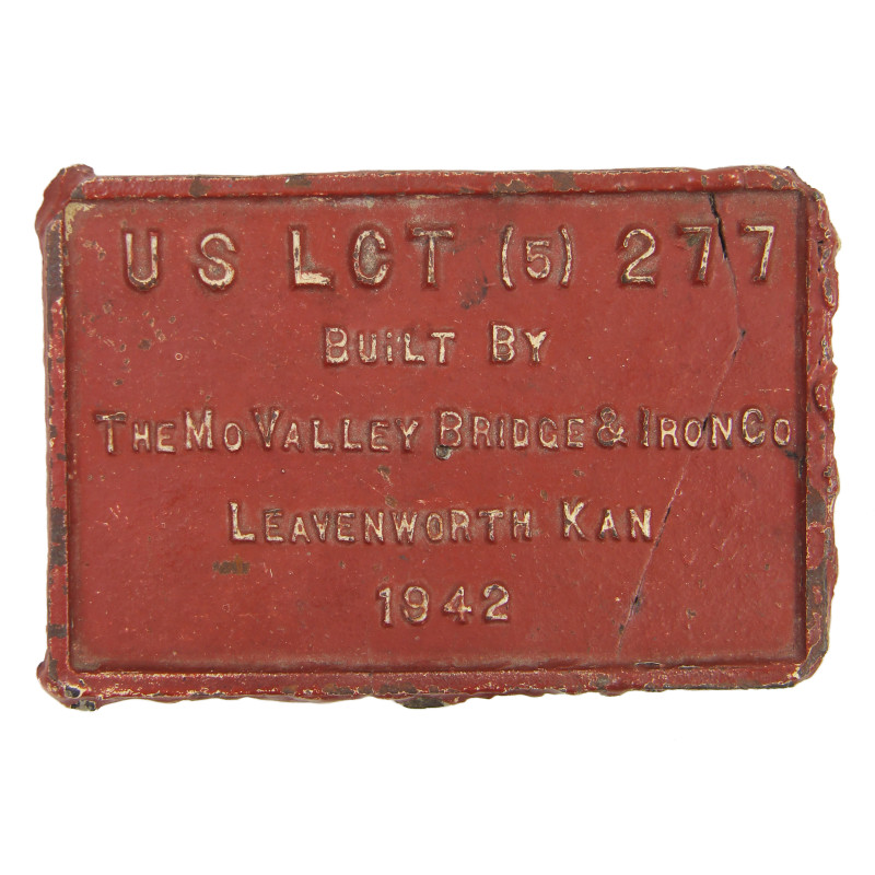 Plaque LCT(5)-277, US Navy, 1942, Sicile, Italie et Provence