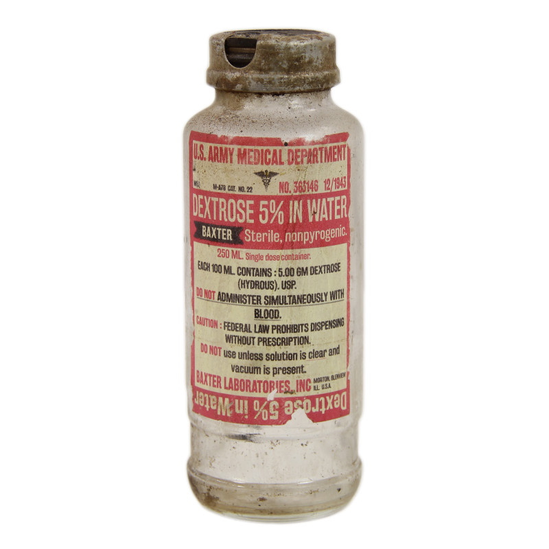 Bottle, Dextrose, Perfusion, US Army Medical Department, BAXTER LABORATORIES, Inc., 1943, 250ml