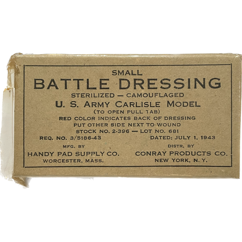 First-Aid, Small Battle Dressing Sterilized, US Navy stk No. 2-396, 1943, Corpsman