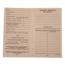 Livret de solde, Soldier's Individual Pay Record, 1942, vierge