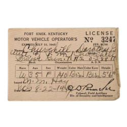 Permis de conduire, Maj. Percival Churchill, US Army