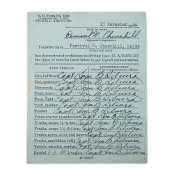 Permis de conduire, Maj. Percival Churchill, US Army