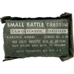 Packet, Small Battle Dressing, Carlisle, Camouflaged, US Navy stock No. 2-396, Corpsman