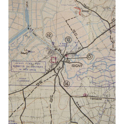 Map, Isigny-Carentan, Top Secret, 1944, Normandy