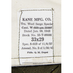 Trousers, Wool Serge, Special, 33 x 29, 1943