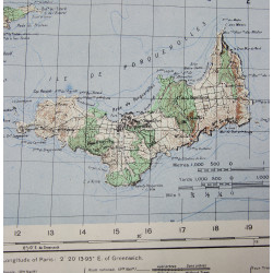 Map, British, HYÈRES-PORQUEROLLES, Southern France, Operation Dragoon, FSSF, 1944