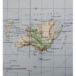 Map, British, HYÈRES-PORQUEROLLES, Southern France, Operation Dragoon, FSSF, 1944