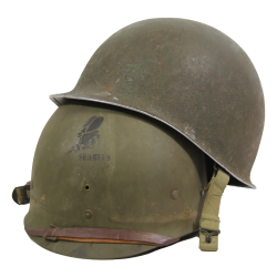 Casque M1, pattes fixes, liner FIRESTONE, 100th Naval Construction Bn., Seabees, PTO