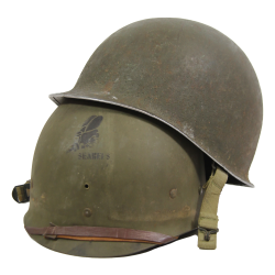 Helmet, M1, Fixed Loops, FIRESTONE Liner, 100th Naval Construction Bn., Seabees, PTO