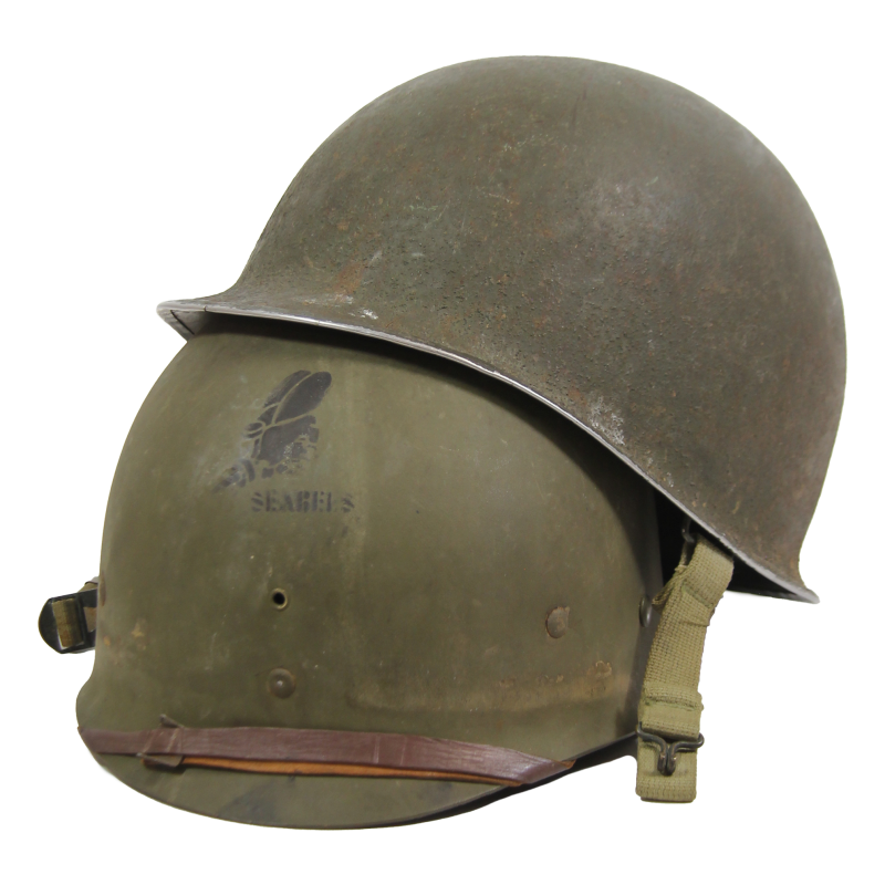 Helmet, M1, Fixed Loops, FIRESTONE Liner, 100th Naval Construction Bn ...