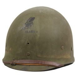 Casque M1, pattes fixes, liner FIRESTONE, 100th Naval Construction Bn., Seabees, PTO