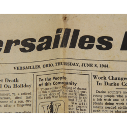 Newspaper, The Versailles Policy, June 8, 1944, 'Fifth War Loan Drive in State'