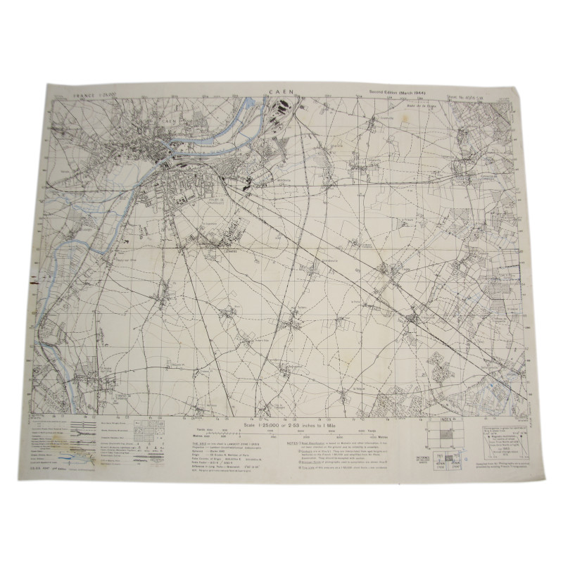 Map, British, CAEN, Normandy, 1944