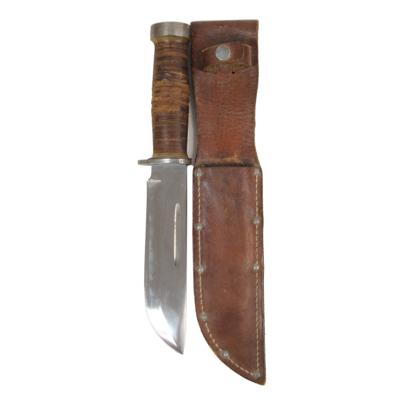 Knife, Cattaraugus 225Q, with Leather Scabbard