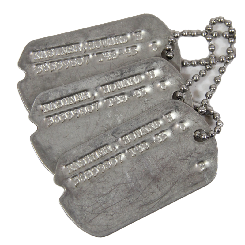 Dog Tags, Pvt. Howard Kastner, Battery B, 209th Field Artillery Bn.