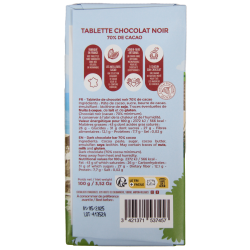 Chocolate Bar, Dark chocolate 70% cocoa, 100g