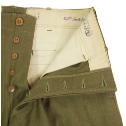 Pantalon moutarde, 31 x 33, 1941, T/4 John Bailey, 1758th Engineer Base Depot