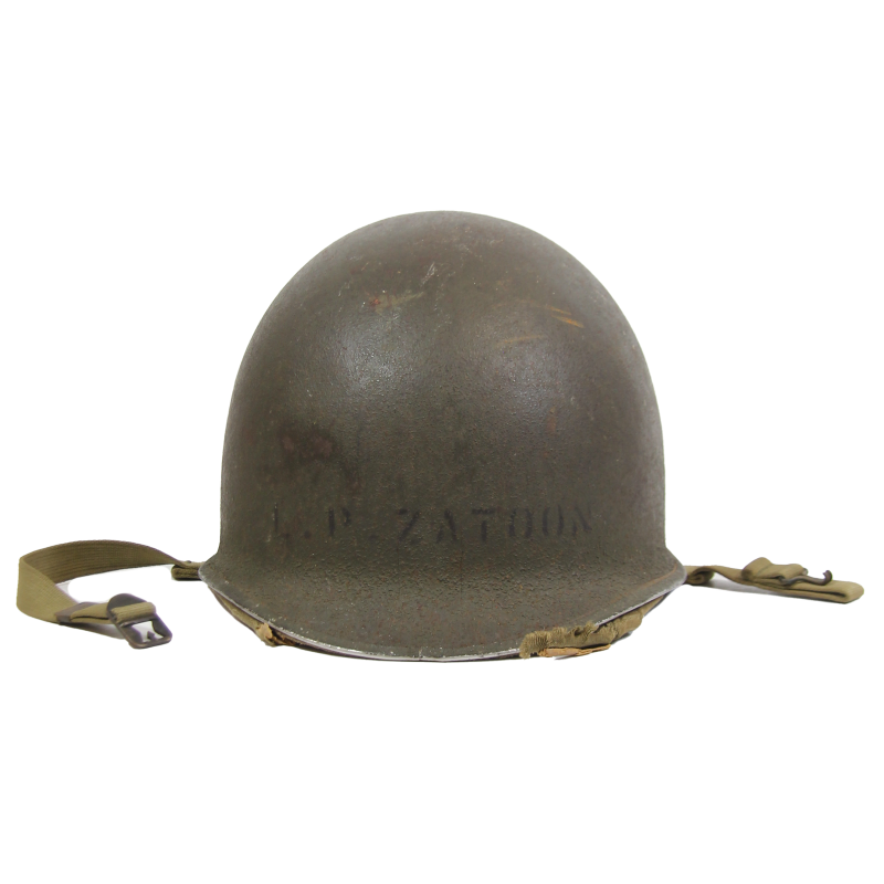 Helmet, M1, Fixed Loops, HAWLEY Liner, F1c Leo Zatoon, 21st Naval Construction Bn., Seabees, PTO