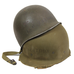 Casque M1, pattes fixes, liner HAWLEY, F1c Leo Zatoon, 21st Naval Construction Bn., Seabees, PTO