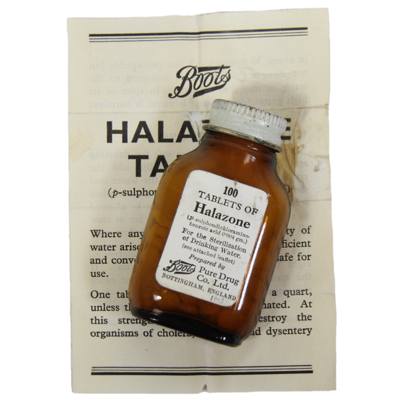 Bottle, Tablets, Halazone, Boots Pure Drug Co. Ltd.