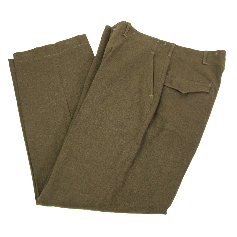 Trousers, Wool, Serge, OD, 34 x 35