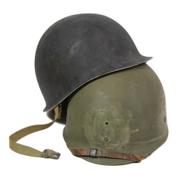 Casque M1, pattes fixes, liner SEAMAN PAPER CO., A washers verts, Italie 1944-1945