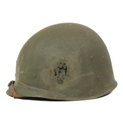 Casque M1, pattes fixes, liner SEAMAN PAPER CO., A washers verts, Italie 1944-1945