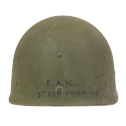 Casque M1, pattes fixes, liner SEAMAN PAPER CO., A washers verts, Italie 1944-1945