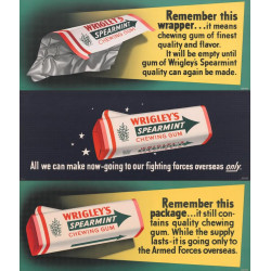 Paquets de chewing-gum WRIGLEY'S, Spearmint, Made in Great Britain, avec présentoir