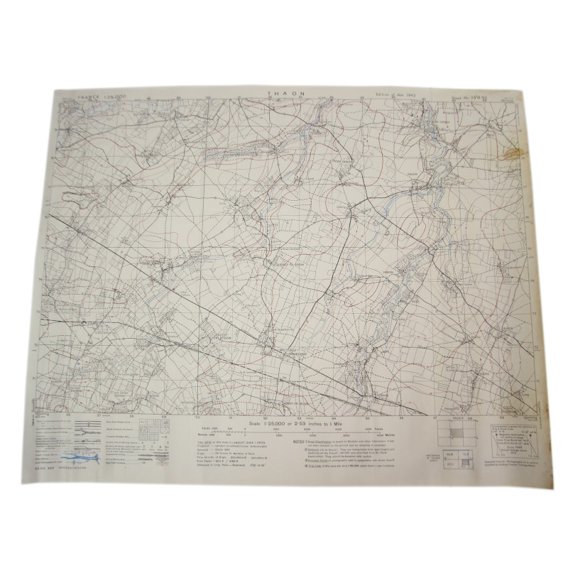 Map, British, THAON, Putot-en-Bessin, Bretteville-l'Orgueilleuse, Normandy, 1943