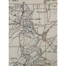 Carte britannique, THAON, Putot-en-Bessin, Bretteville-l'Orgueilleuse, Normandie, 1943