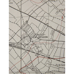 Carte britannique, THAON, Putot-en-Bessin, Bretteville-l'Orgueilleuse, Normandie, 1943