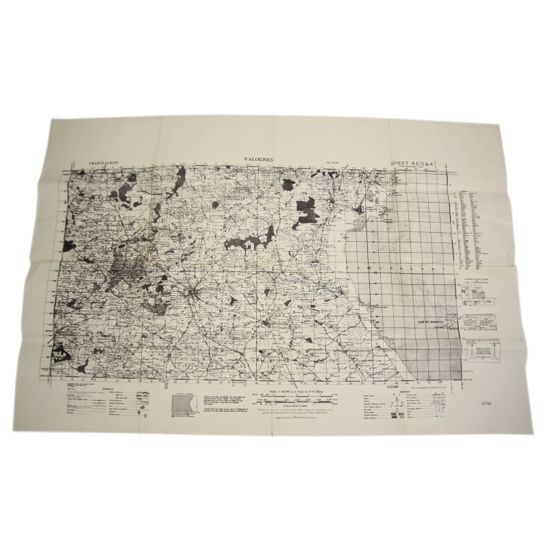 Carte Normandie, Valognes, Azeville, Ravenoville, St Marcouf, 1943