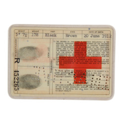 Carte d'identité médicale, 2e type, Cpt. William Motel, 1945