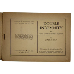 Novel, Double Indemnity, James M. Cain, Armed Services Edition, 1943