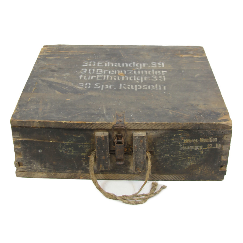 Caisse allemande, grenades ovoïdes, Eihandgranate 39, 1944, Normandie