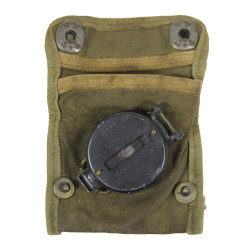 Compass, Marching, SUPERIOR MAGNETO CORP. 1944, with Impregnated Canvas Pouch