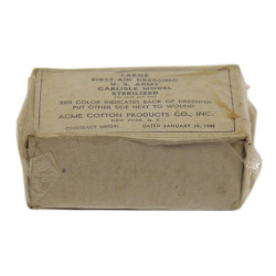 Pansement, Large First-Aid Dressing, US Army, Carlisle Model, Acme Cotton Products Co., Inc., 1942