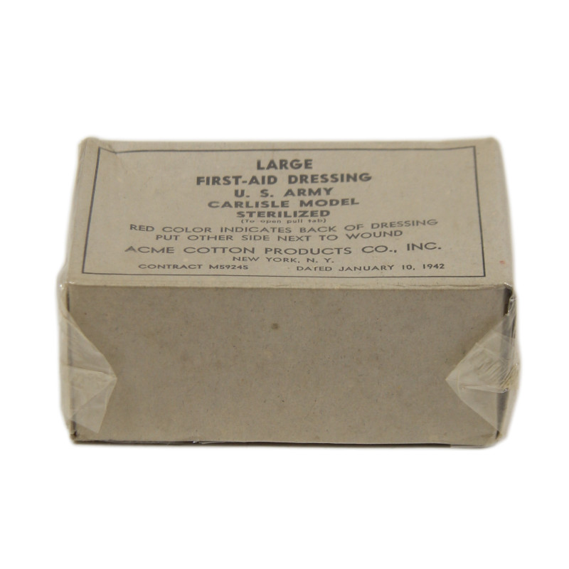 Pansement, Large First-Aid Dressing, US Army, Carlisle Model, Acme Cotton Products Co., Inc., 1942