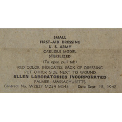 Dressing, First-Aid, Small, US Army, Carlisle Model, Allen Laboratories Incorporated, 1942