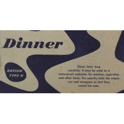 Lot de trois rations K, Breakfast, Dinner, Supper, 1944, JAMAIS OUVERTES