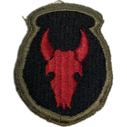 Insigne, 34th Infantry Division, bord vert, dos noir, fabrication britannique