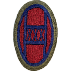 Insigne, 30th Infantry Division, bord vert, dos vert, 1943