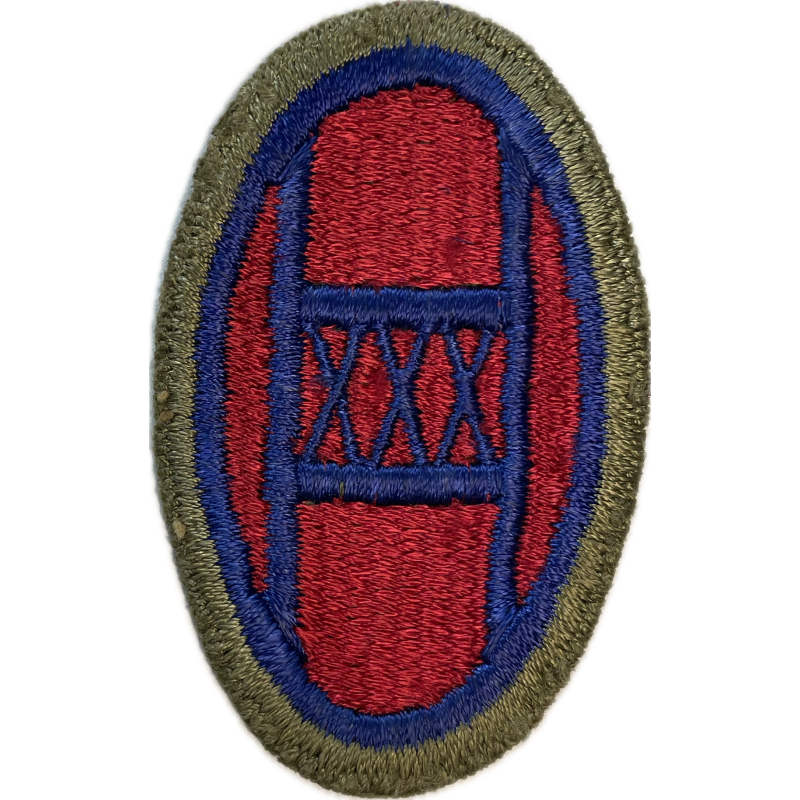 Insigne, 30th Infantry Division, bord vert, dos vert, 1943