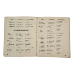 Livret, French Phrase Book, TM 30-602, 28 septembre 1943, avec billet de logement