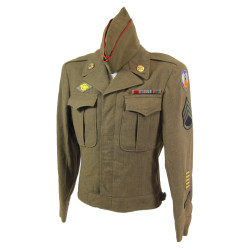 Jacket, Ike & Cap, Garrison, S/Sgt. Eugene Palm, First Army & 9th Air Force, ETO